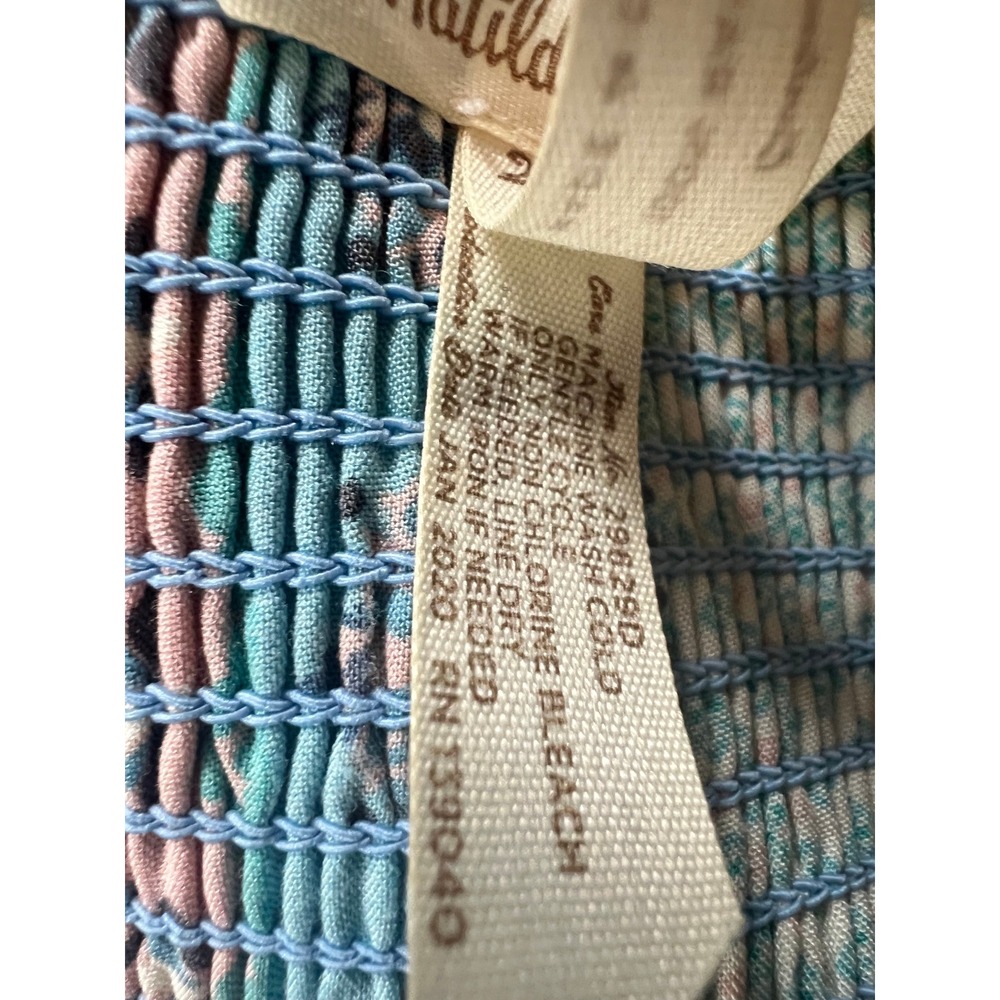 Matilda Jane Floral Patchwork Smocked Midi Dress Blue Pink S Tback boho cottage - Picture 7 of 13